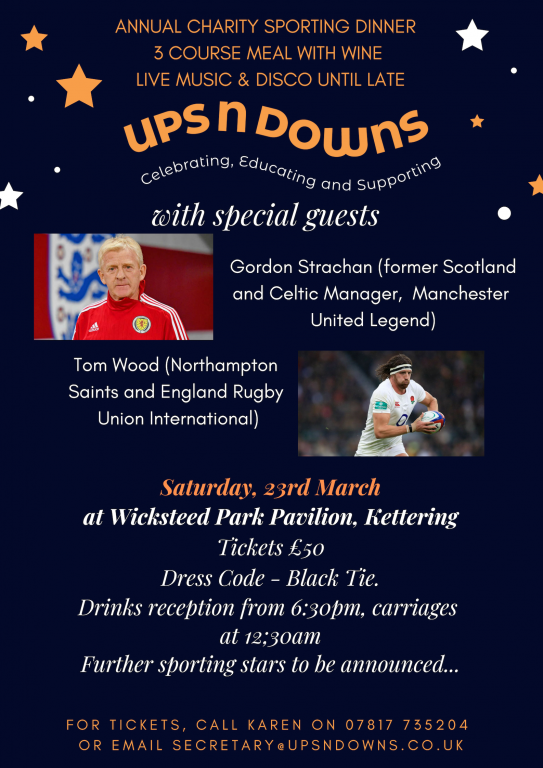Special Guests Announced for UpsnDowns Charity Sporting Dinner 2019
